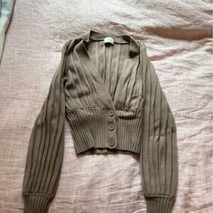 Wilfred Taupe Ribbed Knit Cardigan